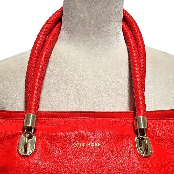 Cole Haan Womens Large Red 6 Compartment Gold Accent Hand Shoulder Bag 13x10x6 - Picture 3 of 12
